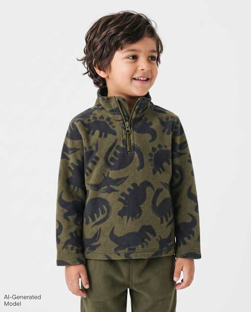 Toddler Boys Print Microfleece Quarter Zip Pullover