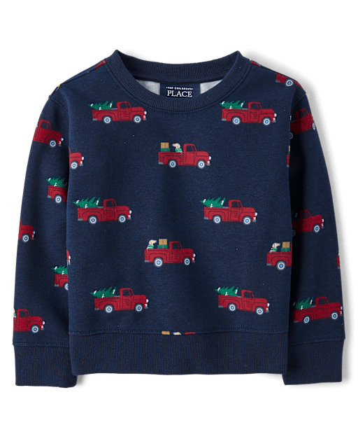 Toddler Boys Christmas Truck Premium Fleece Sweatshirt