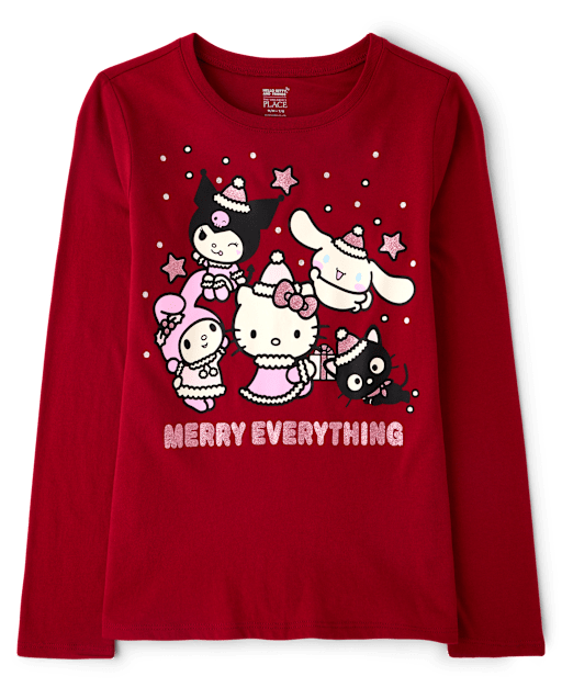 Girls Hello Kitty® And Friends Glitter Merry Everything Graphic Tee