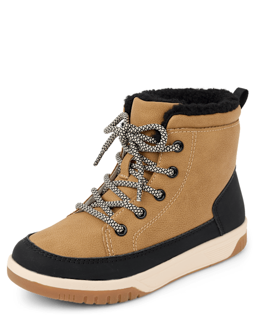 Boys Sherpa Lined Sneaker Boots