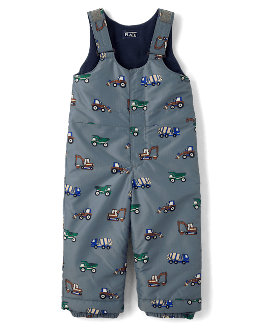 Toddler Boys Construction Vehicle Snow Bib