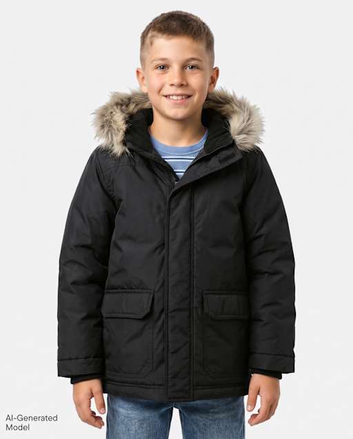 Boys Microfleece Lined Hooded Parka Jacket
