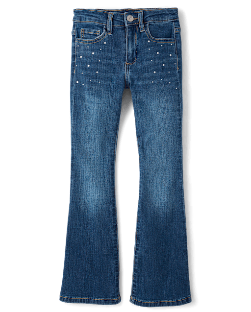 Girls Rhinestone Flare Jeans