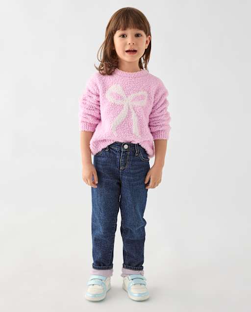 Toddler Girls Lined Straight Jeans