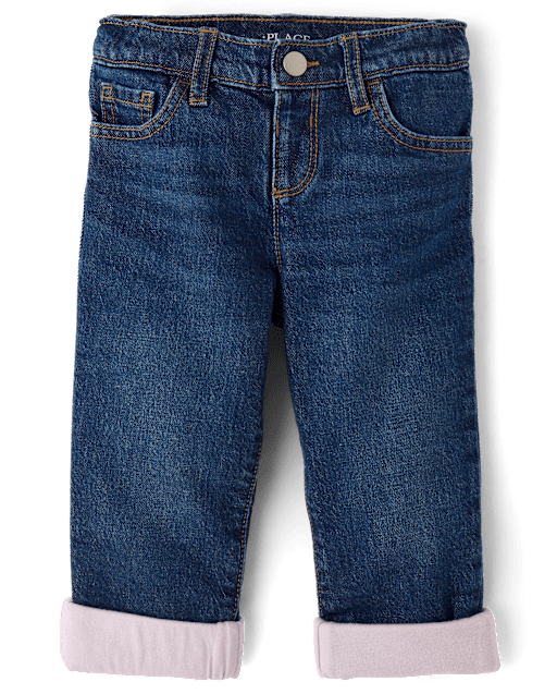 Toddler Girls Lined Straight Jeans
