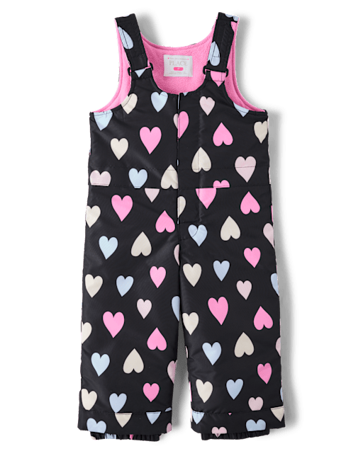 Toddler Girls Heart Snow Bib