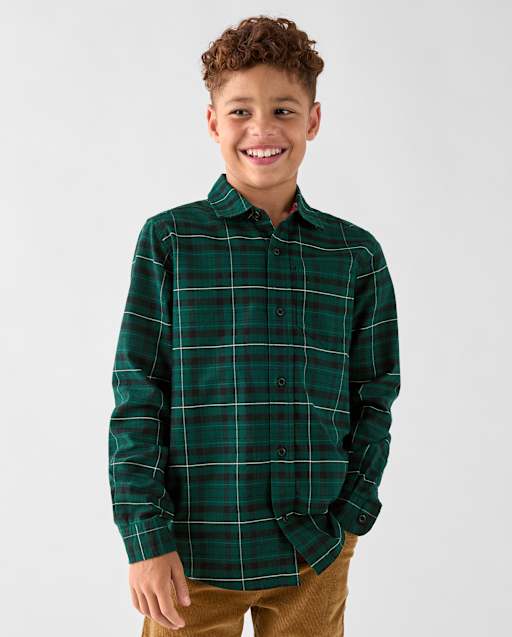 Boys Dad And Me Plaid Oxford Button Up Shirt