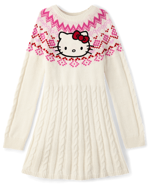 Girls Hello Kitty® Embroidered Fairisle Sweater Dress