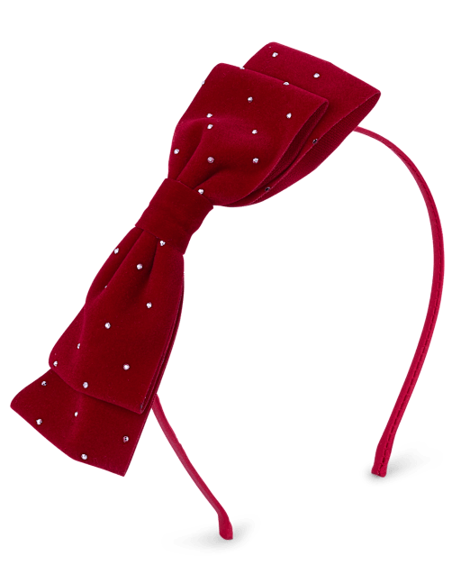 Girls Rhinestone Velvet Bow Headband