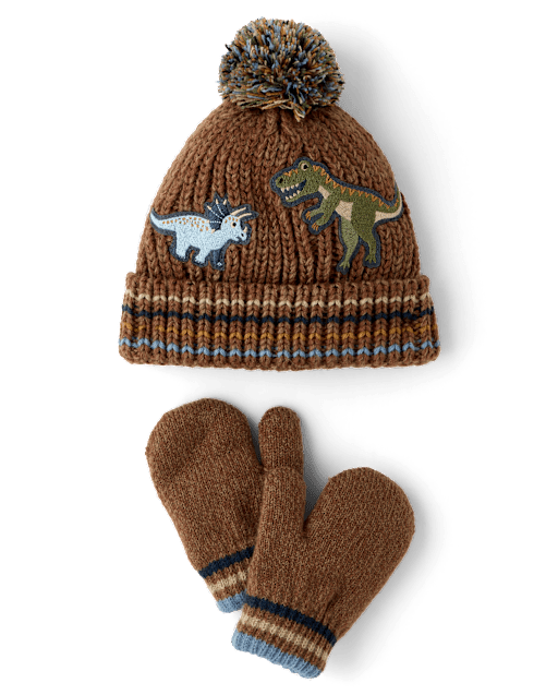 Toddler Boys Embroidered Dino 2-Piece Cold Weather Set