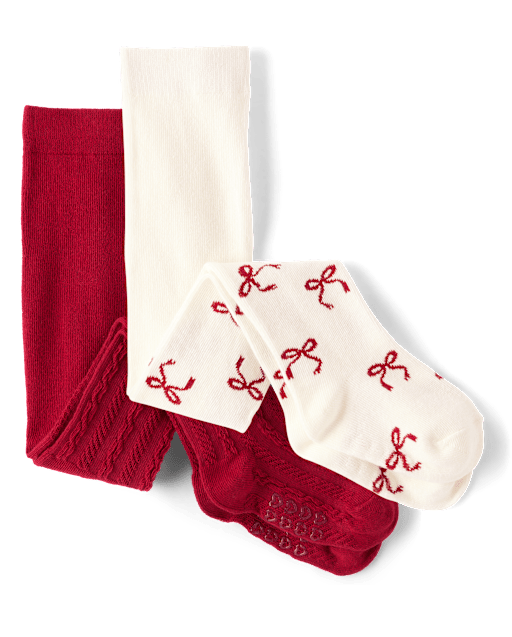 Baby And Toddler Girls Bow Tights 2-Pack