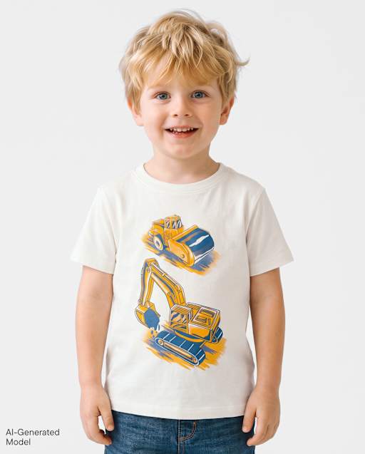 Baby And Toddler Boys Construction Vehicles Graphic Tee