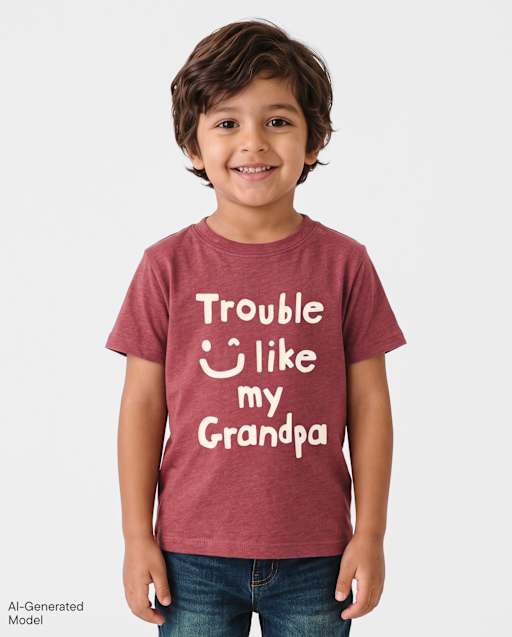 Baby And Toddler Boys Trouble Like Grandpa Graphic Tee