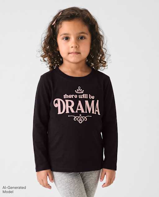 Baby And Toddler Girls Puff Print Drama Graphic Tee