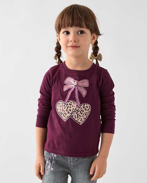 Baby And Toddler Girls Glitter Leopard Cherry Graphic Tee