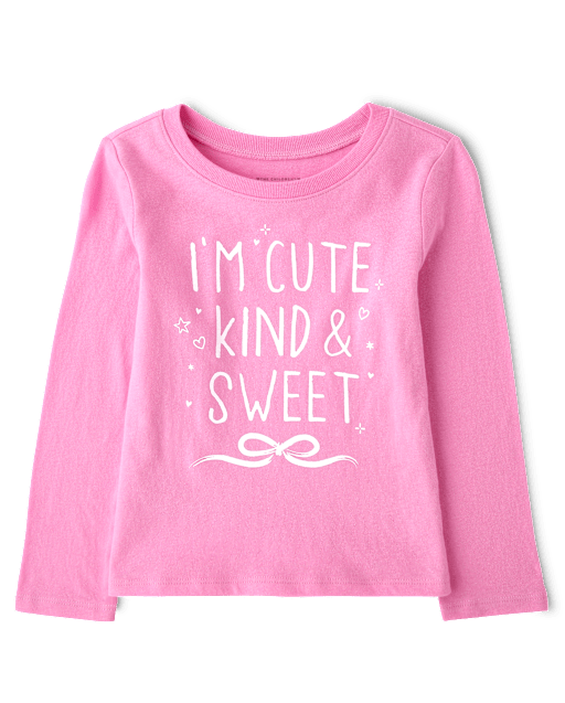 Baby And Toddler Girls Glitter Cute Graphic Tee