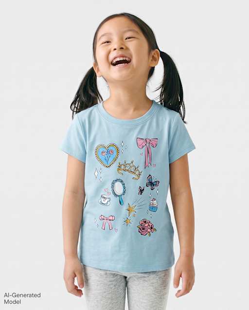 Baby And Toddler Girls Princess Doodles Graphic Tee
