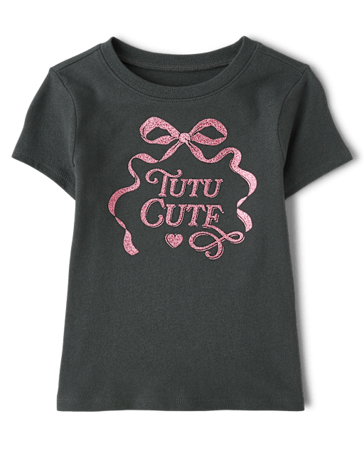 Baby And Toddler Girls Glitter Tutu Cute Graphic Tee