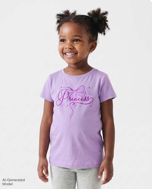 Baby And Toddler Girls Glitter Princess Graphic Tee