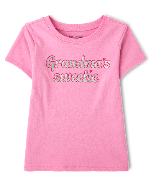 Baby And Toddler Girls Glitter Grandma's Sweetie Graphic Tee
