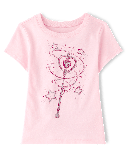 Baby And Toddler Girls Glitter Wand Graphic Tee