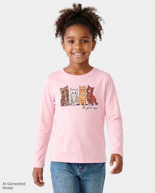 T-shirt graphique pour filles avec des chats