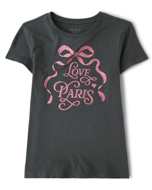 Girls Glitter Love Paris Graphic Tee