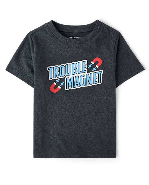 Toddler Boys Trouble Magnet Graphic Tee