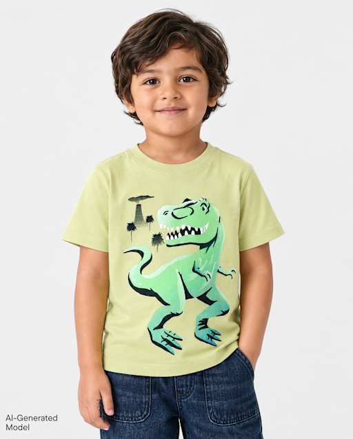 Toddler Boys Dino Volcano Graphic Tee