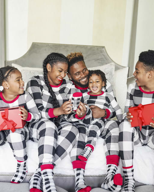 Matching Family Pajamas - Black and White Thermal Buffalo Plaid Collection