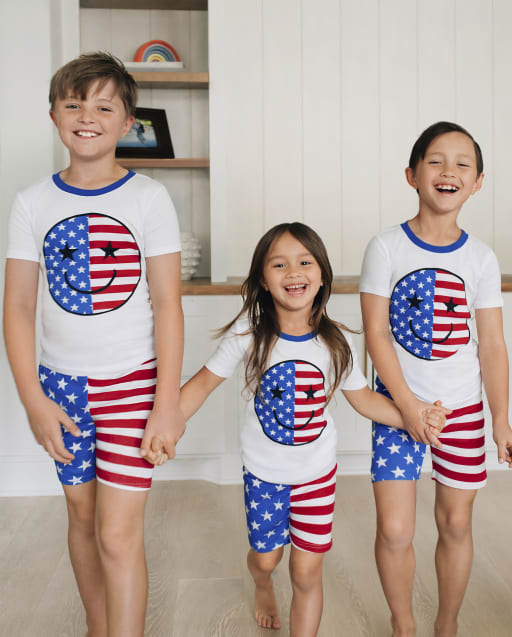 Matching Kids Pajamas - Americana Happy Face Collection