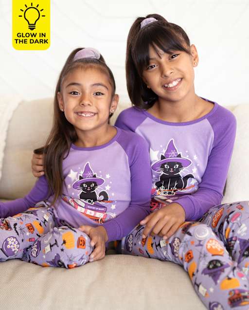 Matching Girls Pajamas - Glow Black Cat Collection