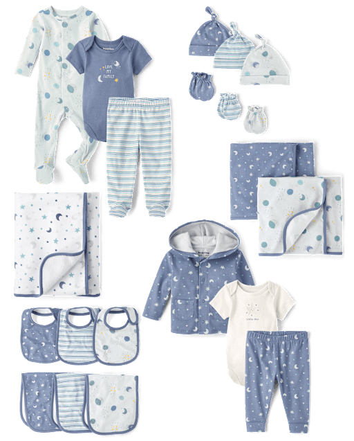 Baby Boys Essentials Gift Set - Moon and Stars Collection