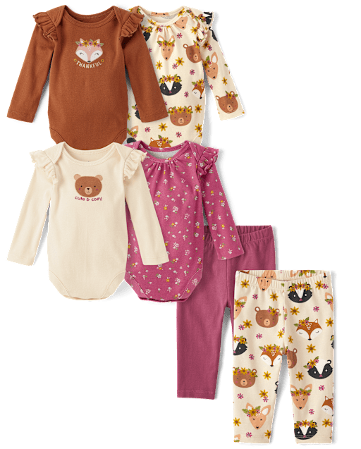 Baby Girls Outfit Set - Friendly Animals Collection