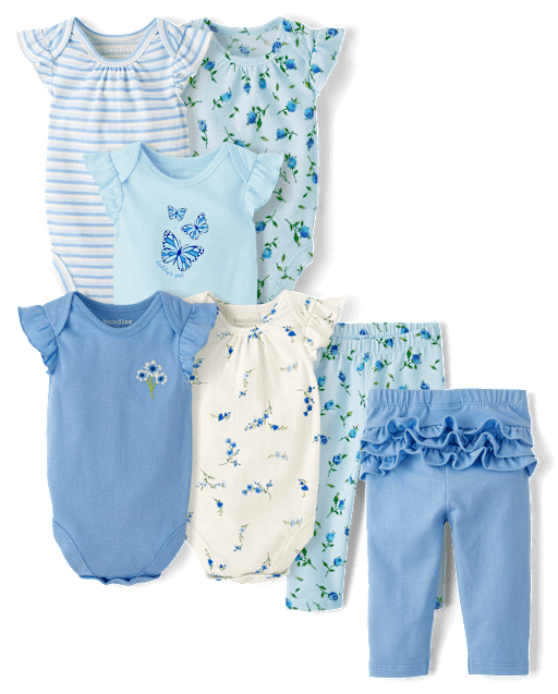 Ensemble de tenues bébés filles - Collection Bleu Floral