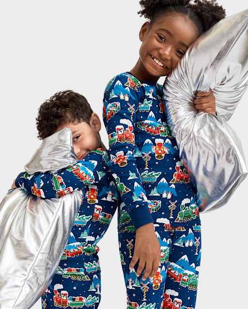 Matching Kids Pajamas - Glow Holiday Train Collection