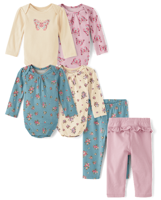Baby Girls Outfit Set - Floral Butterfly Collection