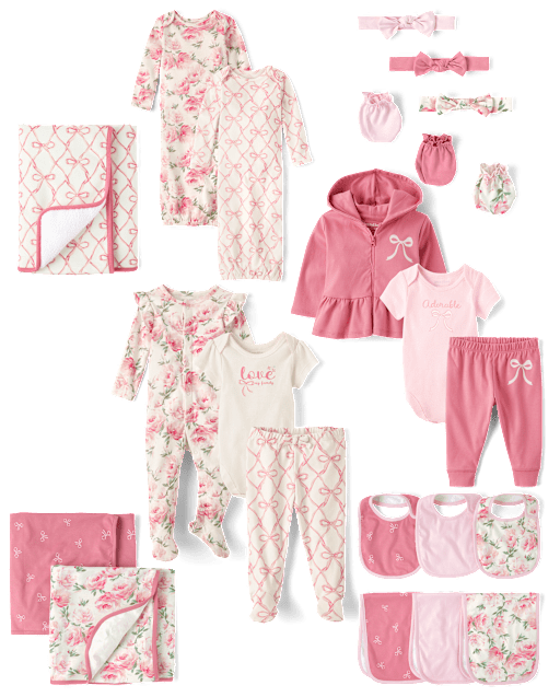Baby Essentials Gift Set - Floral Bow Collection
