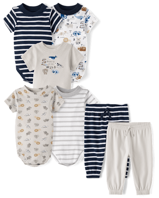 Ensemble pour bébé garçon - Collection animaux rayés