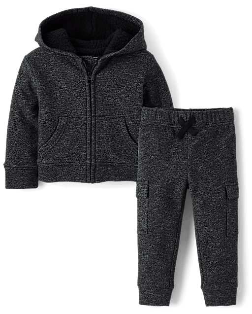 Baby And Toddler Boys Marled Fleece 2-Piece Outfit Set