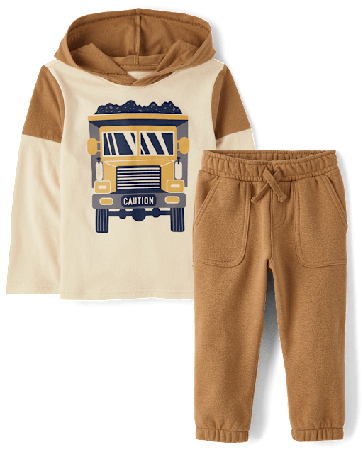 Baby And Toddler Boys Construction Vehicle 2-Piece Outfit Set
