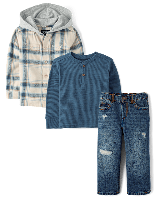 Baby And Toddler Boys Plaid 3-Piece Outfit Set