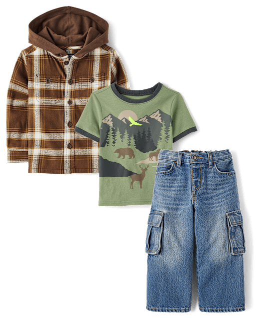 Baby And Toddler Boys Plaid 3-Piece Outfit Set