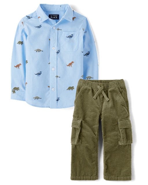 Baby And Toddler Boys Dino 2-Piece Outfit Set