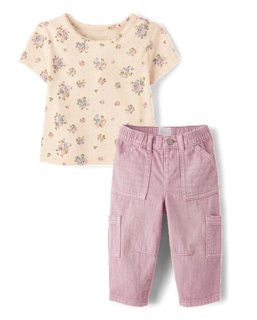 Toddler Girls Floral Pointelle 2-Piece Outfit Set