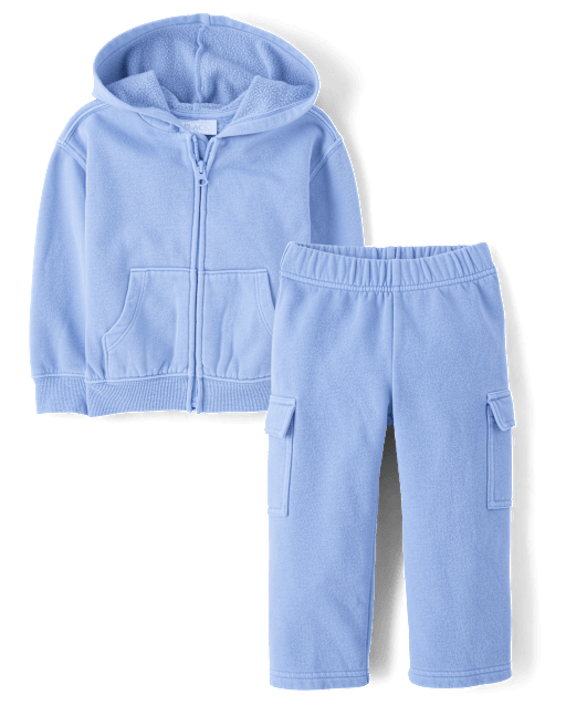 Baby And Toddler Garment Dyed Premium Fleece 2-Piece Outfit Set