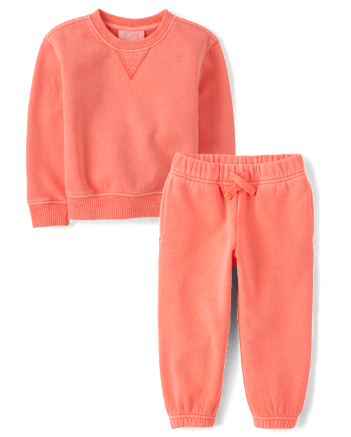 Baby And Toddler Garment Dyed Premium Fleece 2-Piece Outfit Set