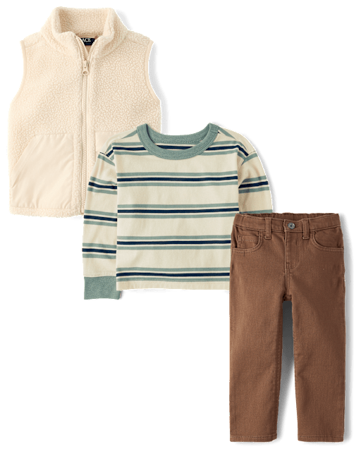 Baby And Toddler Boys Striped 3-Piece Outfit Set