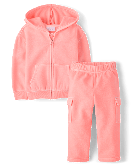 Toddler Girls Garment Dyed Premium Fleece 2-Piece Outfit Set