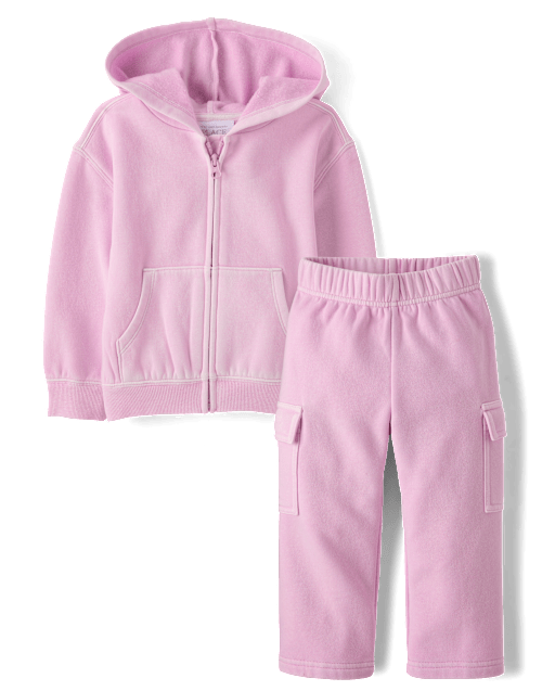 Toddler Girls Garment Dyed Premium Fleece 2-Piece Outfit Set
